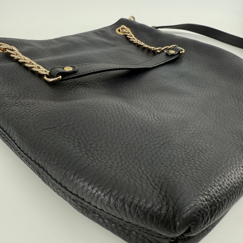 Michael Kors Black Pebbled Leather Chain Shoulder Tote Bag Crossbody Strap - Picture 2 of 16